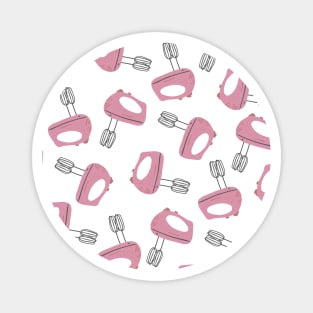 Pink and Grey Hand Mixer Pattern Magnet